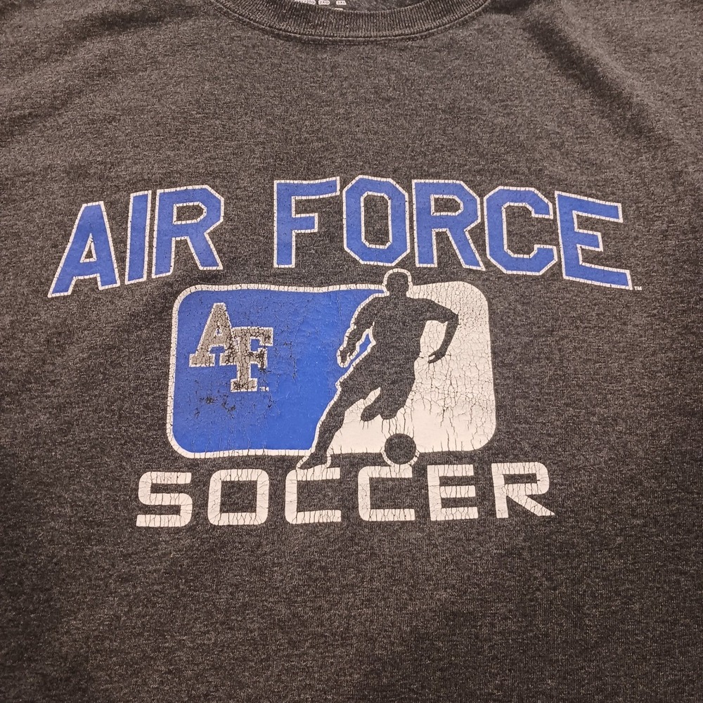 Champion Mens Air Force Soccer T-Shirt 2XL Gray Heather Short Sleeve Graphic Tee - Picture 3 of 7